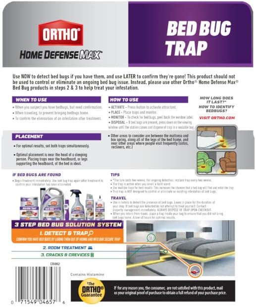 Ortho Home Defense Max Bed Bug Trap, 2 Traps | Detect Bed Bugs in Homes and While Traveling
