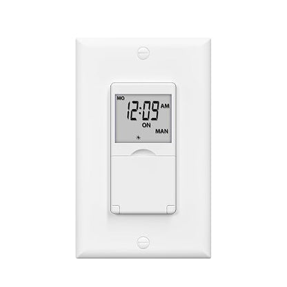 BN-LINK 7 Day Programmable in-Wall Timer Switch for Lights, Digital Light Switch Timer Indoor, Single Pole and 3 Way (Compatible with SPDT) Both Use, Neutral Wire Required, No Backlight, ETL Listed