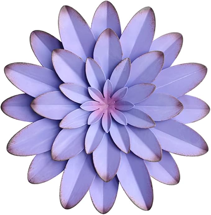 AHYS Metal Flowers Wall Decor Indoor Outdoor Metal Wall Art for Farmhouse Home Living Room Bedroom Bathroom Garden Decor - 12 Inch - Purple
