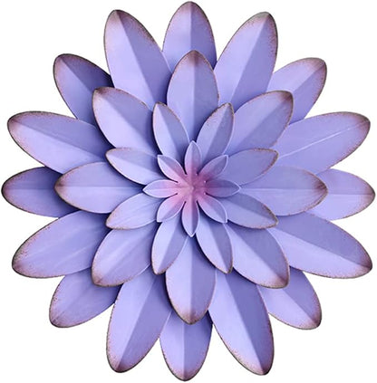 AHYS Metal Flowers Wall Decor Indoor Outdoor Metal Wall Art for Farmhouse Home Living Room Bedroom Bathroom Garden Decor - 12 Inch - Purple