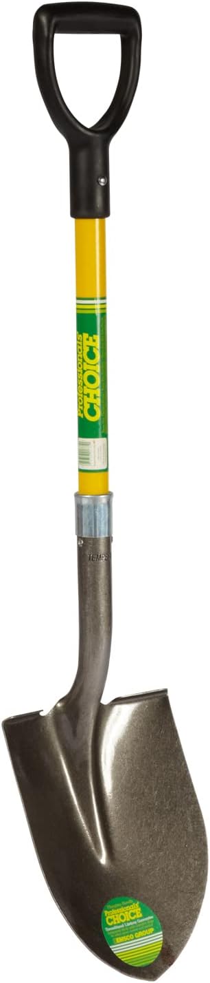 Professional's Choice Round Point Shovel - Sturdy 28” Fiberglass Handle - Heavy Duty 14 Gauge Steel Head