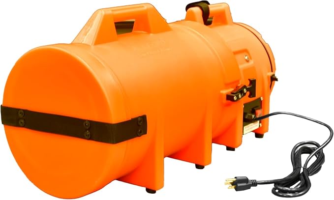 Allegro Industries-9533-25 32" X 13 12" X 14 12" 831 cfm 13 hp 115 VAC 3 A Motor Polyethylene Com-Pax-Ial Blower with Canister and 8" X 25' Duct,Orange