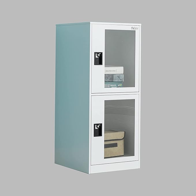 MECOLOR Vertical Single-Layer Small lockers with Padlocks and latches, 2 or 3 compartments, for Employees, Families, Offices, Schools, supermarkets and Other Places, (Full White, G2V)