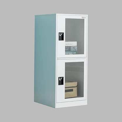 MECOLOR Vertical Single-Layer Small lockers with Padlocks and latches, 2 or 3 compartments, for Employees, Families, Offices, Schools, supermarkets and Other Places, (Full White, G2V)