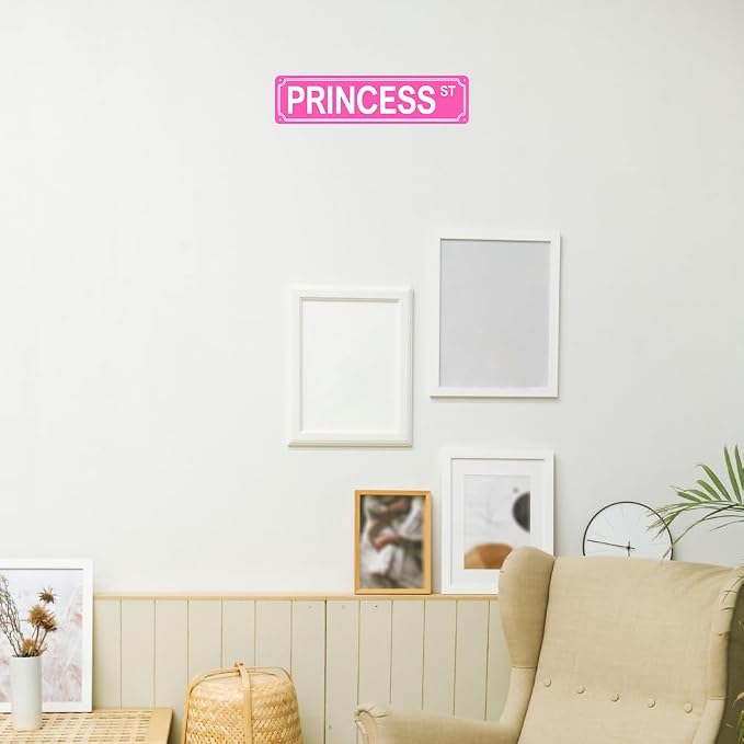 Pink Room Decor Princess Street Sign Y2k Princess Room Decor Pink Princess St Metal Tin Sign Bedroom Decorations 16x4 Inches