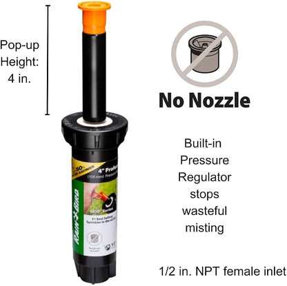 Rain Bird 1804LNPRS Pressure Regulating (PRS) Professional Pop-Up Sprinkler, Body Only No Nozzle, 4" Pop-up Height