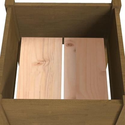 vidaXL Solid Wood Pinewood Garden Planter – Honey Brown, 15.7"x15.7"x27.6", Square, Outdoor Use, Weather-Resistant, Planter Box for Flowers and Plants