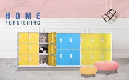 MECOLOR 9 Door Metal Office Storage Locker Cabinet, Gym School and Home Locker,Metal Locker Storage for Employee Staff or Workers(Yellow)