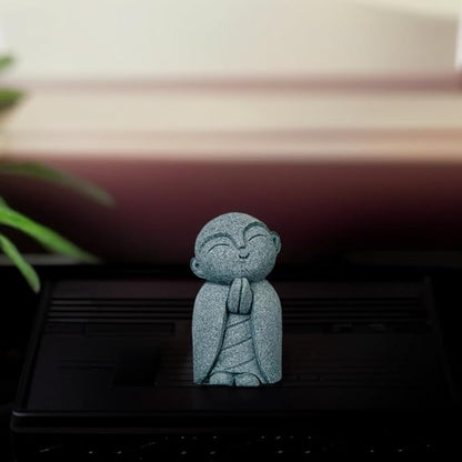 Mini Monk Buddha Statue Sandstone Statues Zen Monk Praying Statue Sculptures for Wealth Good Luck Feng Shui Decor Home Fish Tank Aquarium Garden (Style 14)