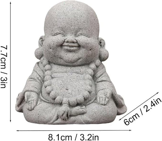 Mini Monk Buddha Statue Sandstone Statues Zen Monk Praying Statue Sculptures for Wealth Good Luck Feng Shui Decor Home Fish Tank Aquarium Garden (Style 17)