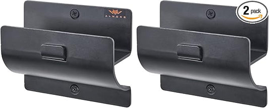 Ladder Hanger set of 2 For Garage Wall - Black Heavy Duty Utility Hook For Wall Mount Ladder Storage. Versatile Tool Holder To Maximize Space In Shed, Workshop, Garden, Hang Wheelbarrow, Folding Chair