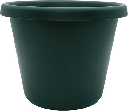 The HC Companies Classic Round Plastic Plant Pot w/Rolled Rim - Lightweight & UV Resistant Flower Pot for Herbs & More - Outdoor & Indoor Plant Pots w/Drainage (15.5 inch Evergreen, Pack of 1)
