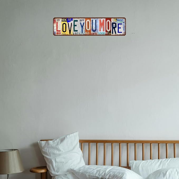 Love You More Sign Vintage Metal Tin Signs Love You More Sign Above Door Street Signs For Home Bar Coffee Wall Art Decor 16 X 4 Inches