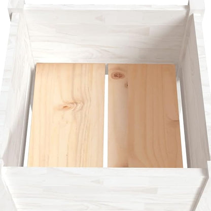 vidaXL Solid Wood Pine Garden Planters, Set of 2, Weather-Resistant Outdoor Flower Boxes, Classic Square Shape, White - Size 15.7"x15.7"x27.6".