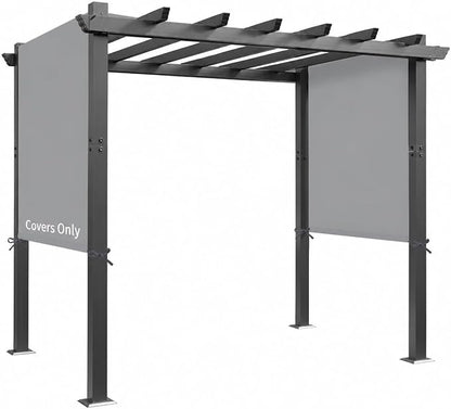 17' x 6.8' Waterproof Pergola Canopy Replacement Cover, Light Gray | Waterproof polyester canopy with built-in drainage holes and adjustable tie straps for a secure fit in rain and wind.