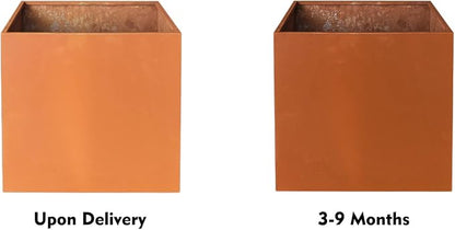 Corten Steel Planter Metal Square Planter 28 Inch Corten Planter Box Tall Cube Rustic Steel Planters for Outdoor Commercial Residential Garden Patio and Backyard