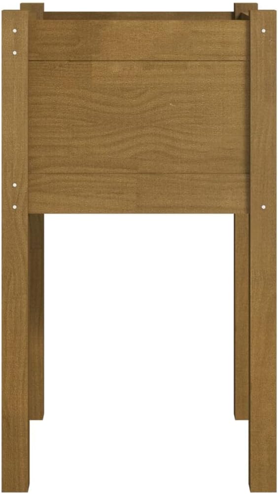 vidaXL Solid Wood Pinewood Garden Planter – Honey Brown, 15.7"x15.7"x27.6", Square, Outdoor Use, Weather-Resistant, Planter Box for Flowers and Plants