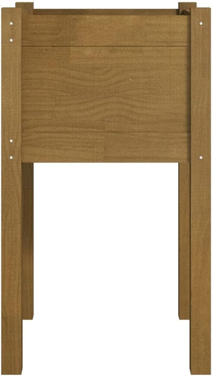 vidaXL Solid Wood Pinewood Garden Planter – Honey Brown, 15.7"x15.7"x27.6", Square, Outdoor Use, Weather-Resistant, Planter Box for Flowers and Plants