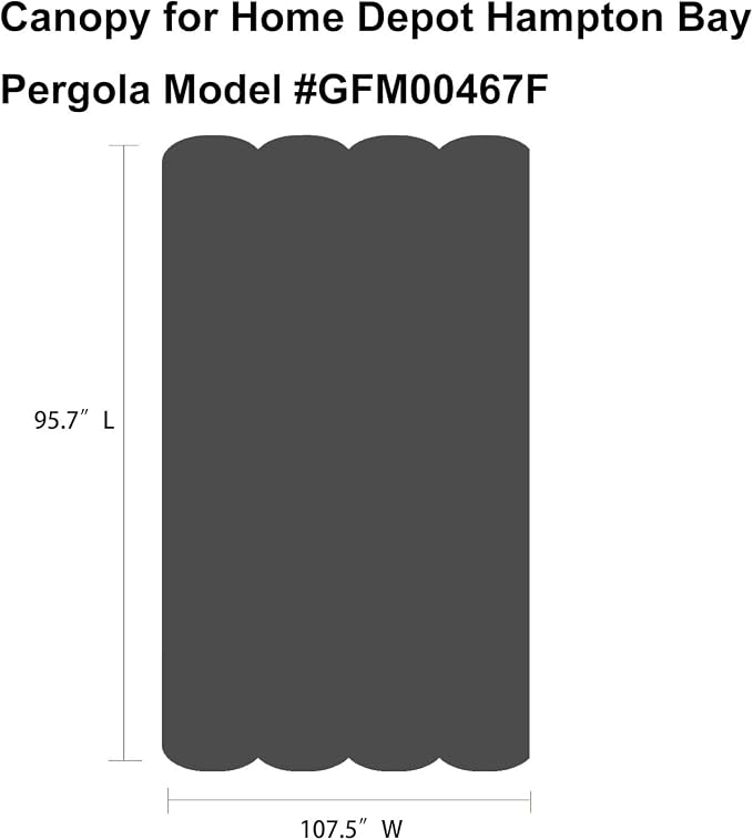 Pergola Shade Cover Replacement Canopy Top Compatible with Home Depot Hampton Bay Pergola Model #GFM00467F - Gray(Canopy Top Only)