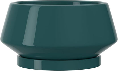 8.3 Inch Green Ceramic Planter with Drainage Hole and Saucer | Ideal for Indoor and Outdoor Plants, Modern Home Decor, Round, Gloss Green