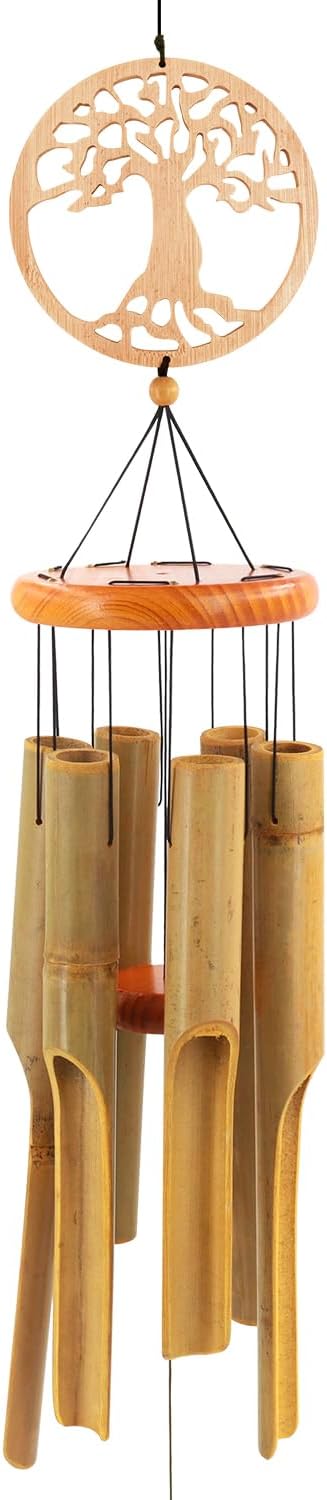 Bamboo Wind Chimes Outdoor,Tree of Life Wooden Wind Chimes for Outside with Melody Deep Tone,36" Classic Zen Garden Windchime for Relaxation, Grace.Home Décor for Patio, Garden or Indoor