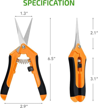 iPower 6.5 Inch Gardening Scissors Hand Pruner 6.5" Pruning Shear Gardening Hand Pruner for Gardening Potting with Titanium Coated Curved Precision Blades, Orange-1 Pack New