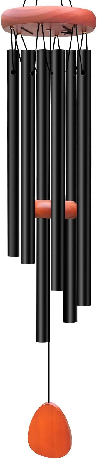 Wind Chimes for Outside, Soothing Melodic Memorial Sympathy Wind Chime, Suitable Outdoor Garden Decor, Gift for Mom Women Neighbors (Black Wind Chimes-26 in)
