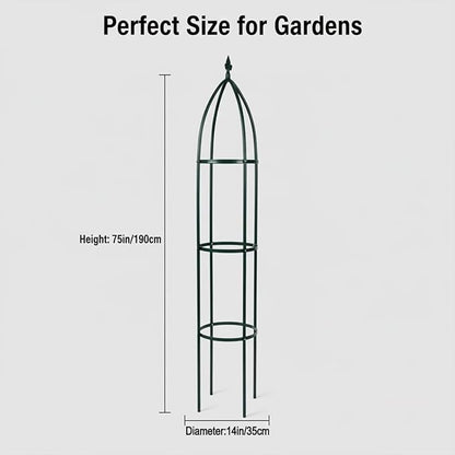 100% Metal Garden Obelisk Trellis Heavy Duty 6.3 ft for Climbing Vines | Upgraded 16mm Thick Steel Tubes Rustproof Green Tower, 4.9lb Tall Plant Support Stands for Flowers, Roses, Clematis & Tomato