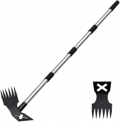 Weed Puller Tool with Long Handle, 60'' Adjustable Long Manual Weeder Remover Tool，2 in 1 Weed Rake and Gardening Weeder Tools for Yard, Lawn, Patio, Garden
