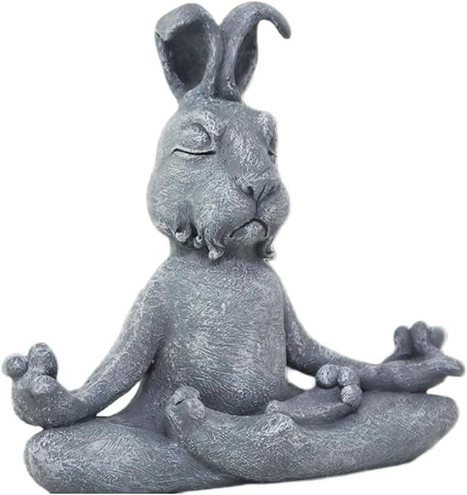 Meditating Rabbit Statue Buddha, Zen Rabbit, Zen Garden Rabbit Figurines for Home and Garden Decor, Rabbit Decorations Gift Ideas for Desk Office Bedroom Outdoor Yard Lawn (Rabbit)