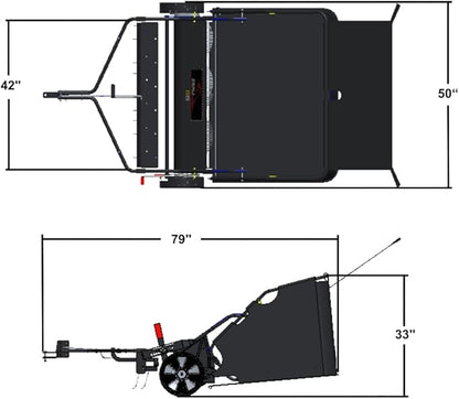 Brinly 42" Tow-Behind Combo Lawn Sweeper with Dethatcher and Hamper Windscreen