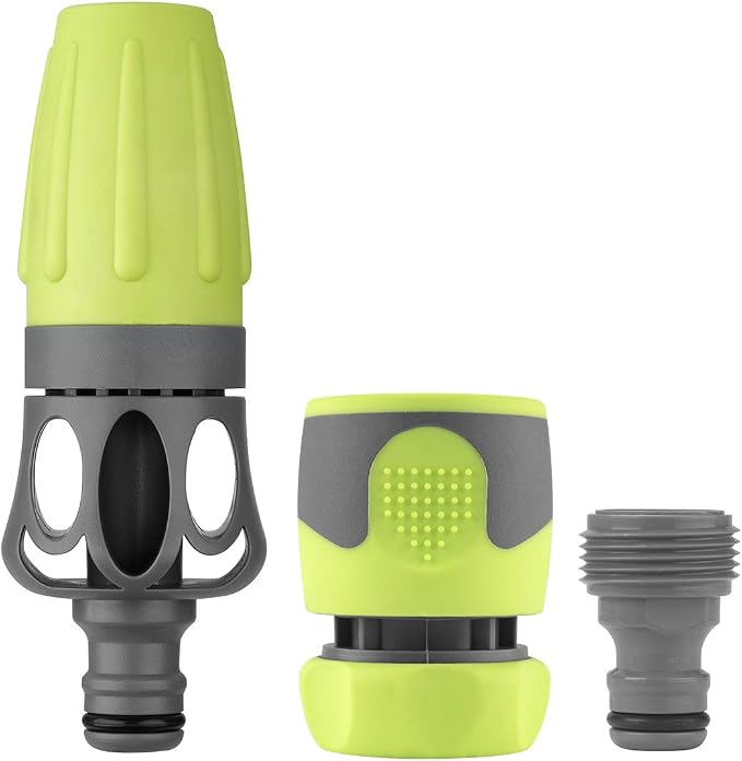 Flexzilla Garden Hose with SwivelGrip, 5/8 in. x 75 ft., Heavy Duty, Lightweight, Drinking Water Safe, ZillaGreen - HFZG575YWS-E & Flexzilla Garden Hose Nozzle Kit, 3-Piece - HFZGAK01