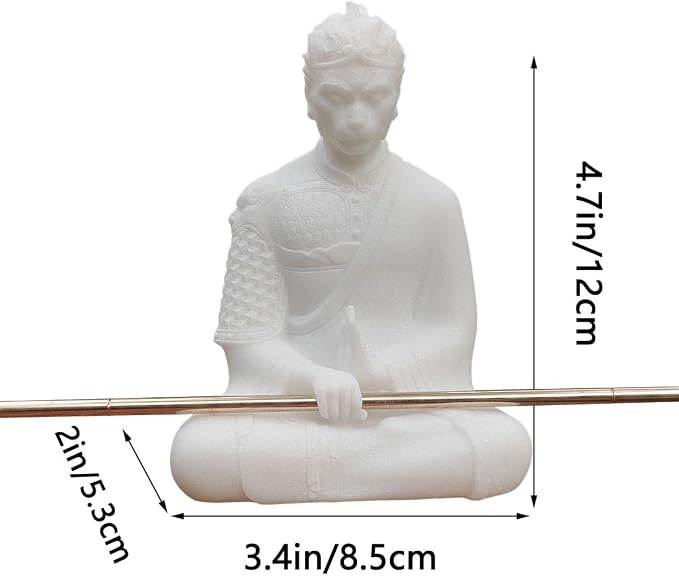 livelyfish Aquarium Sun Wukong Statue Monkey Kings Buddha Statues Zen Sandstone Figurines for Fish Tank Garden Aquarium Decor (White)