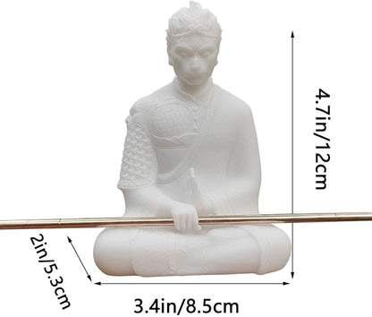 livelyfish Aquarium Sun Wukong Statue Monkey Kings Buddha Statues Zen Sandstone Figurines for Fish Tank Garden Aquarium Decor (White)