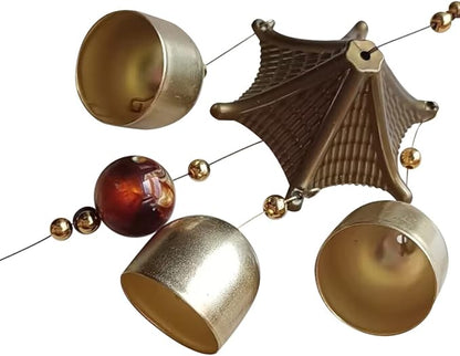 Auspicious Peacock with Energy Bead Wind Chimes Represents Lucky&Happy Life Copper Alloy 3 Layers+9 Bells for Outdoor Decorations Garden Yard Trees Or As A Good Gift