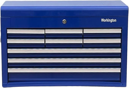 Workington Professional Industrial Portable Metal Tool Chest with 9 Drawers, 26" 9-Drawer Tool Chest Cabinet with Ball Bearing Drawer Slides, Steel Tool Storage Box Organizer 4016 Blue
