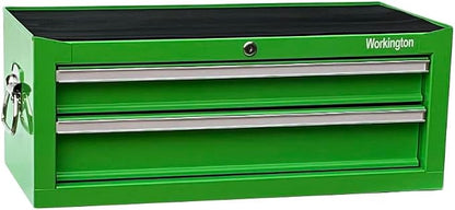 Workington Industrial 2 Drawers Portable Metal Intermediate Box, 26" Middle Tool Chest Cabinet with Ball Bearing Drawer Slides, Steel Tool Storage Box Organizer 4008 Green