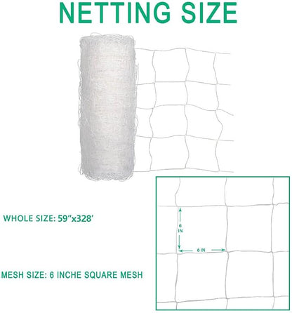 Heavy Duty Trellis Netting Roll - 59''x328' Plastic Plant Trellis Net for Climbing Plants