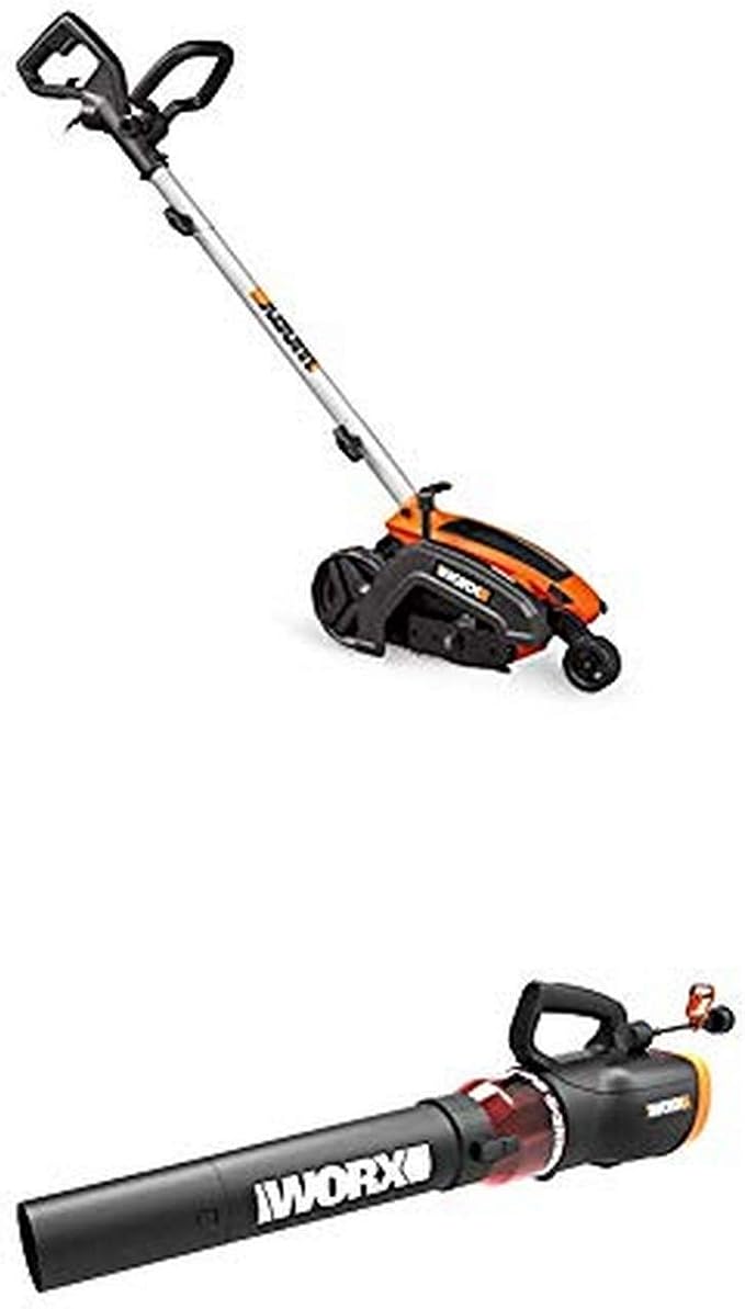 WORX WG896 12 Amp 7.5" Electric Lawn Edger & Trencher w/Turbine 600 Electric Leaf Blower