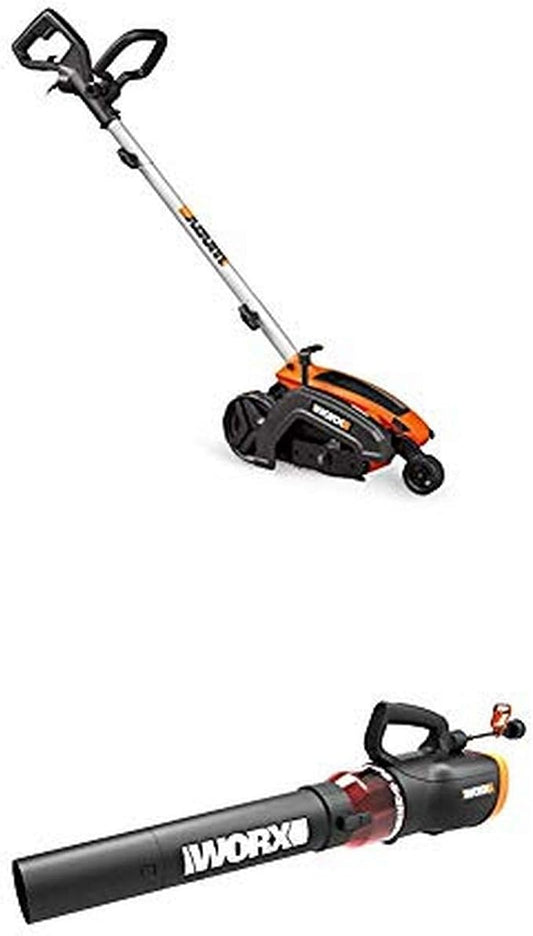 WORX WG896 12 Amp 7.5" Electric Lawn Edger & Trencher w/Turbine 600 Electric Leaf Blower