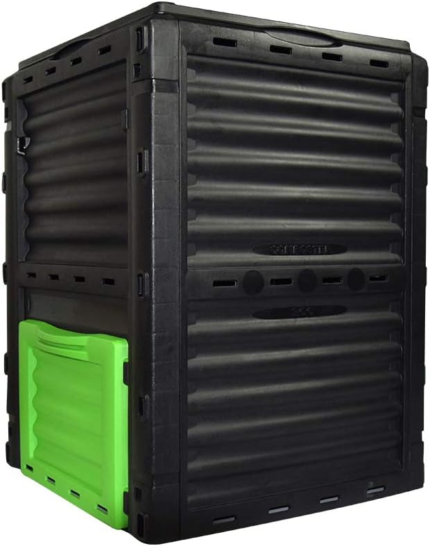 80 Gallon (300L) Large Capacity Static Compost Bin - Forest Green Outdoor Waste Composter with Easy-Access Hatch, Efficient Aeration System for Fast Organic Fertilizer, Sturdy Design