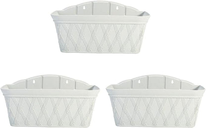 Sungmor 3 Pack Wall Hanging Planters, 16.5 Inch Railing Fence Hanging Flower Pots, Thickened Plastic Water Storage Plant Pot, Indoor Outdoor Garden Balcony Decor, Light Grey Large Plant Basket