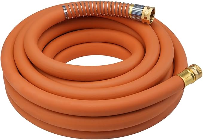 Wiseflow Garden Hose 50FT x 3/4", Heavy Duty Rubber Hose, Water Hose with Five Layered Braiding, Male Female Fittings, 1200PSI Burst, 300PSI Working for Yard, Car Wash, Pets (Orange)