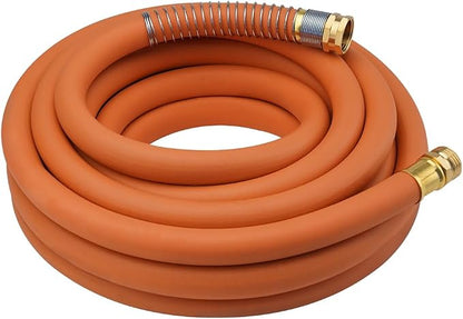 Wiseflow Garden Hose 50FT x 3/4", Heavy Duty Rubber Hose, Water Hose with Five Layered Braiding, Male Female Fittings, 1200PSI Burst, 300PSI Working for Yard, Car Wash, Pets (Orange)