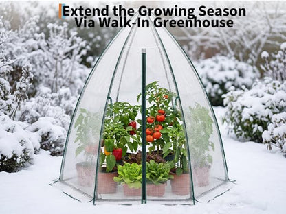Greenhouse for Outsides, 54”x 54”x 71” Heavy Duty Green House Tent with Durable PE Cover, Garden Plant Protector with Zippered Door Mesh Window for Vegetables Flowers Fruits Herbs, Transparent