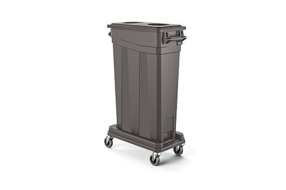 Suncast Commercial 23-Gallon Narrow Trash Can with Handles - Durable Garbage Can, Gray, Made in the USA