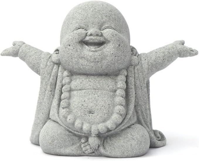 Stone Buddha Sculpture Zen Praying Statue Sculptures Ornament for Wealth Good Luck Feng Shui Decor Home Office Fish Tank Decoration