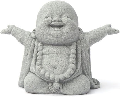Stone Buddha Sculpture Zen Praying Statue Sculptures Ornament for Wealth Good Luck Feng Shui Decor Home Office Fish Tank Decoration