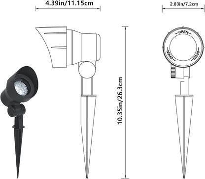 Low Voltage Landscape Spotlights 20W 12V LED Outdoor Lighting, 3000K Warm White, Adjustable Die-Cast Aluminum Lights for Garden, Yard, and Patio 6 Pack