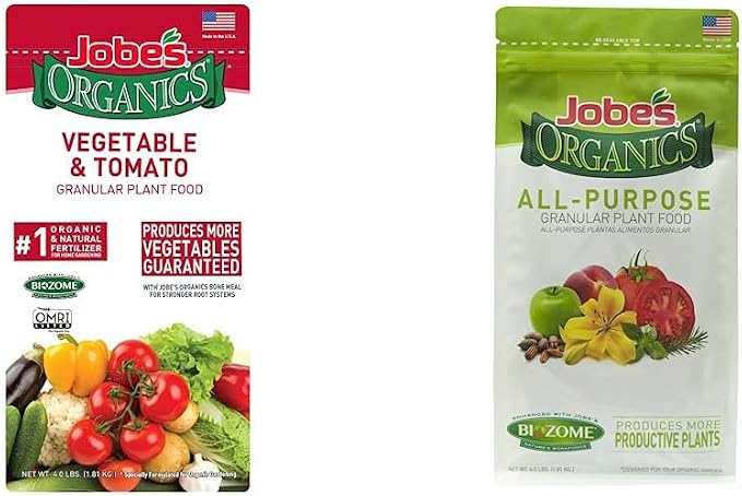 Jobe’s Organics 09026 Fertilizer, 4 lb & Jobe’s Organics 09526 Organic All Purpose Granular Fertilizer 4-4-4, 4 lb